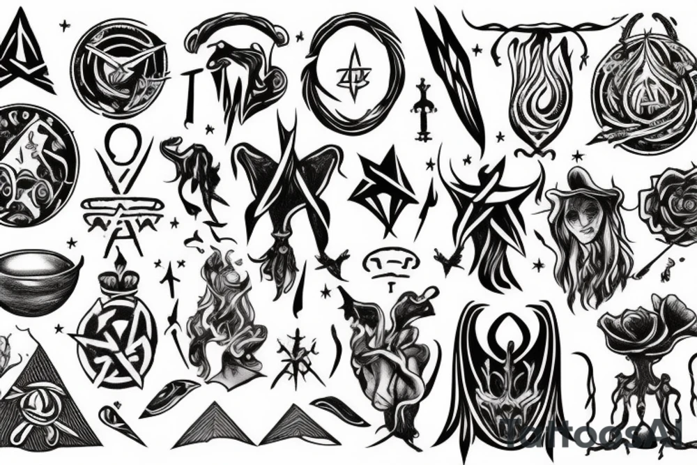 Witchcraft symbolism tattoo idea