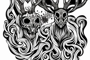 Neo-pagan deer skull tattoo idea