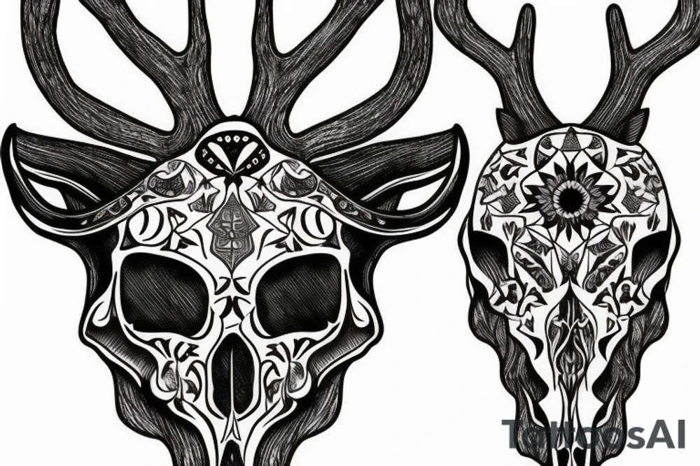 Neo-pagan deer skull tattoo idea