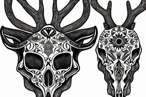 Neo-pagan deer skull tattoo idea