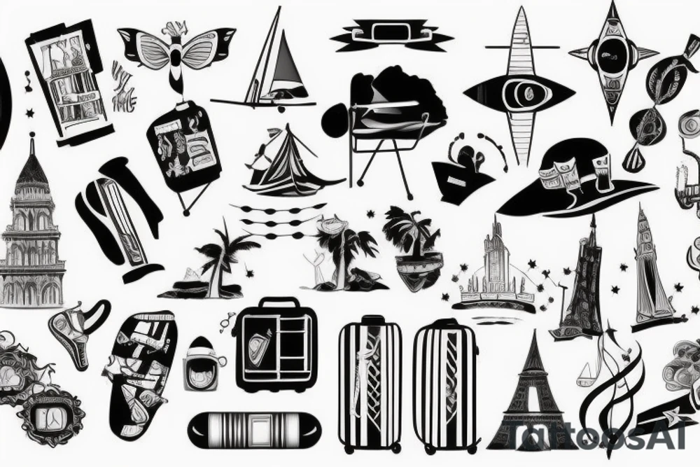 Travel tatoo with two daugthers tattoo idea