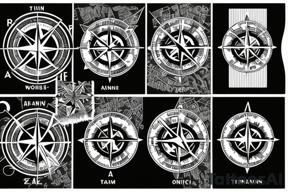 world map with a compass tattoo idea