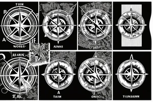 world map with a compass tattoo idea