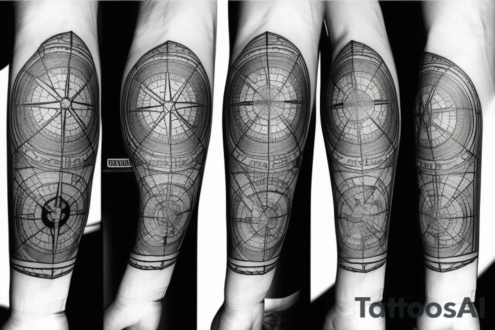world map with a compass tattoo idea