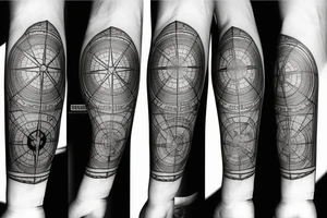 world map with a compass tattoo idea