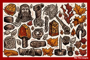 Thors hammer, deity, tree and falling leaves, autumn, atilla the hun, apple tattoo idea