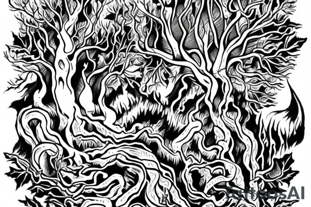 Thors hammer, deity, tree and falling leaves, autumn, atilla the hun, apple tattoo idea