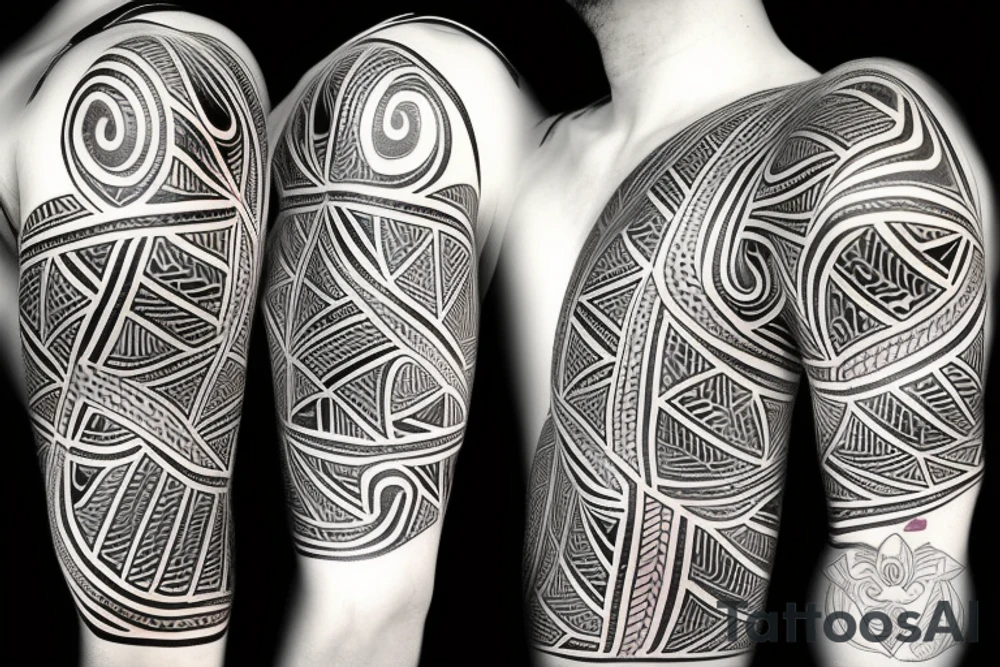 stylish Aboriginal tattoo on the lute expressing energy and vitality tattoo idea