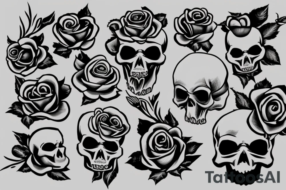 a skull with a rose in its mouth and a hat on its head with clear background tattoo idea