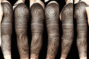tribal style tattoo design that depicts a radiant sun with tribal patterns, the tattoo symbolizes vitality, energy, and life with a sun that features geometric swirls --v 5 tattoo idea