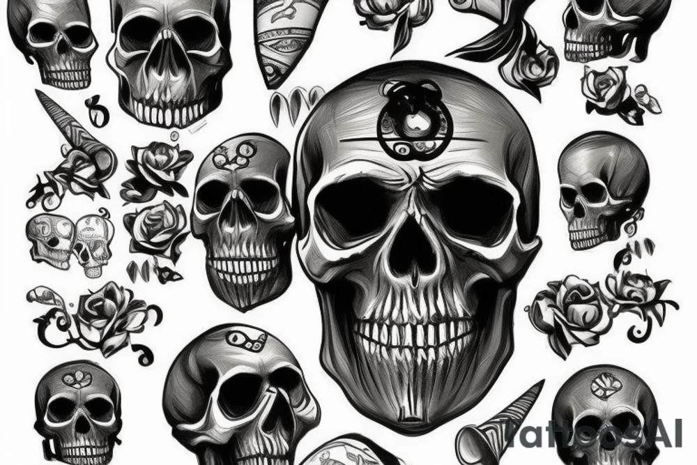 skull with cigar tattoo idea