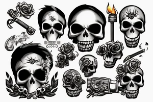 one skull with cigar tattoo idea