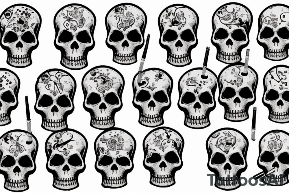 one skull with cigar tattoo idea