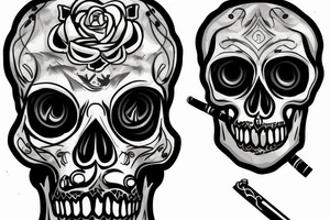 one skull with cigar tattoo idea