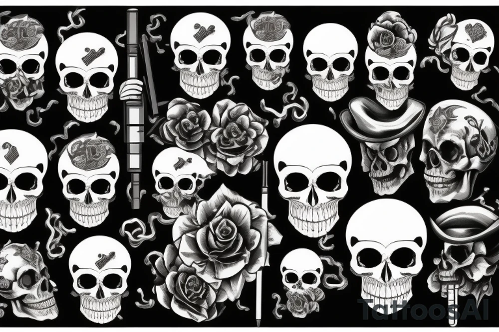 one skull with cigar tattoo idea