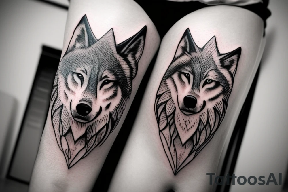 illustrative style tattoo design of a lone wolf filled with confidence and courage, the wolf should symbolize the independence of a person and inspire people to find joy and happiness without relying on others --v 5 tattoo idea