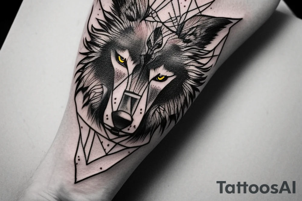 illustrative style tattoo design of a lone wolf filled with confidence and courage, the wolf should symbolize the independence of a person and inspire people to find joy and happiness without relying on others --v 5 tattoo idea