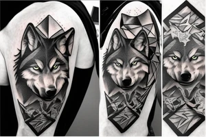 one image, wolf on a rock --v 5 tattoo idea