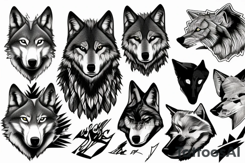 one image, wolf on a rock --v 5 tattoo idea