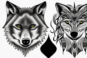 sophisticated wolf combined with nature , shining moon in the background  --v 5 tattoo idea