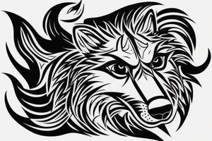 sophisticated wolf combined with nature , shining moon in the background  --v 5 one object in result tattoo idea