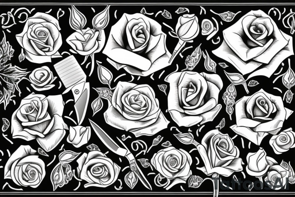 knife with rose tattoo idea