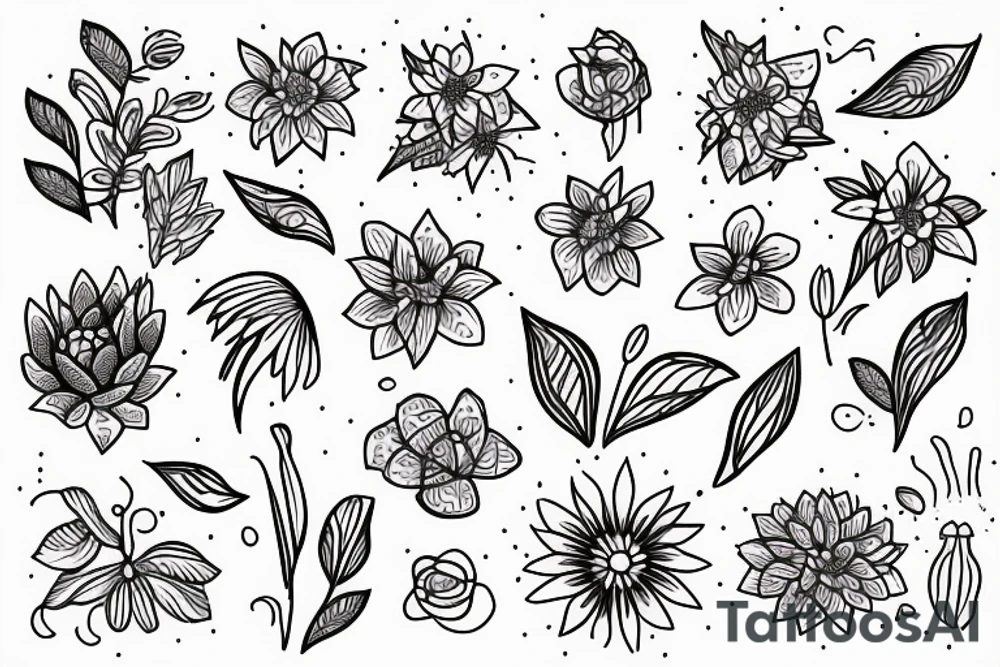flower tiny lines tattoo idea