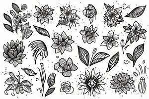 flower tiny lines tattoo idea