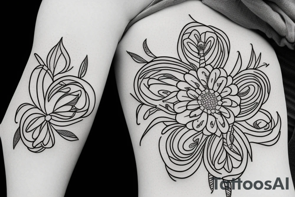 flower tiny lines tattoo idea