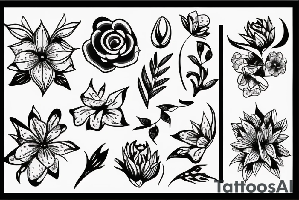 flower tiny lines tattoo idea