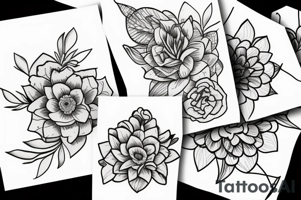 flower tiny lines tattoo idea