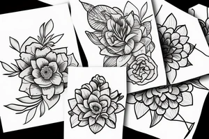 flower tiny lines tattoo idea