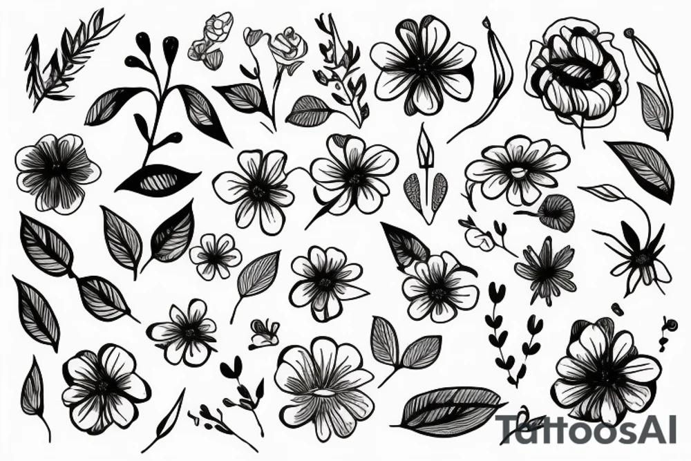 flower tiny lines tattoo idea