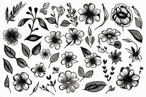 flower tiny lines tattoo idea