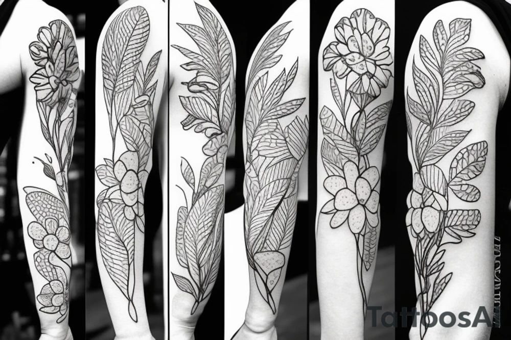 flower tiny lines tattoo idea