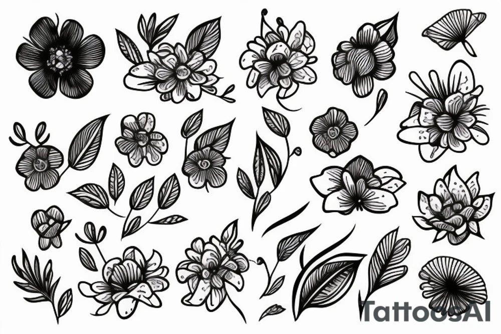 flower tiny lines tattoo idea