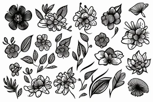 flower tiny lines tattoo idea