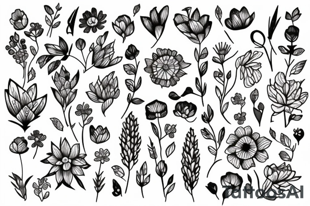 flower tiny lines tattoo idea