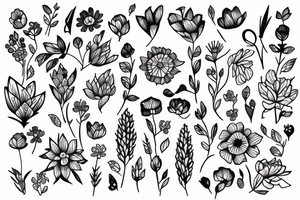 flower tiny lines tattoo idea