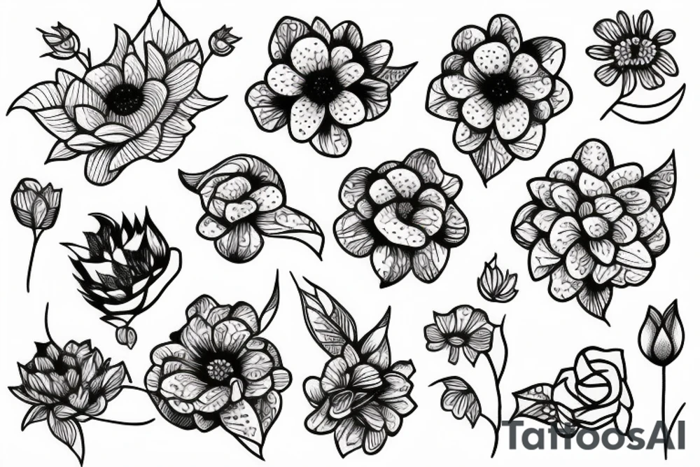 flower tiny lines tattoo idea