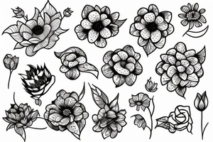 flower tiny lines tattoo idea