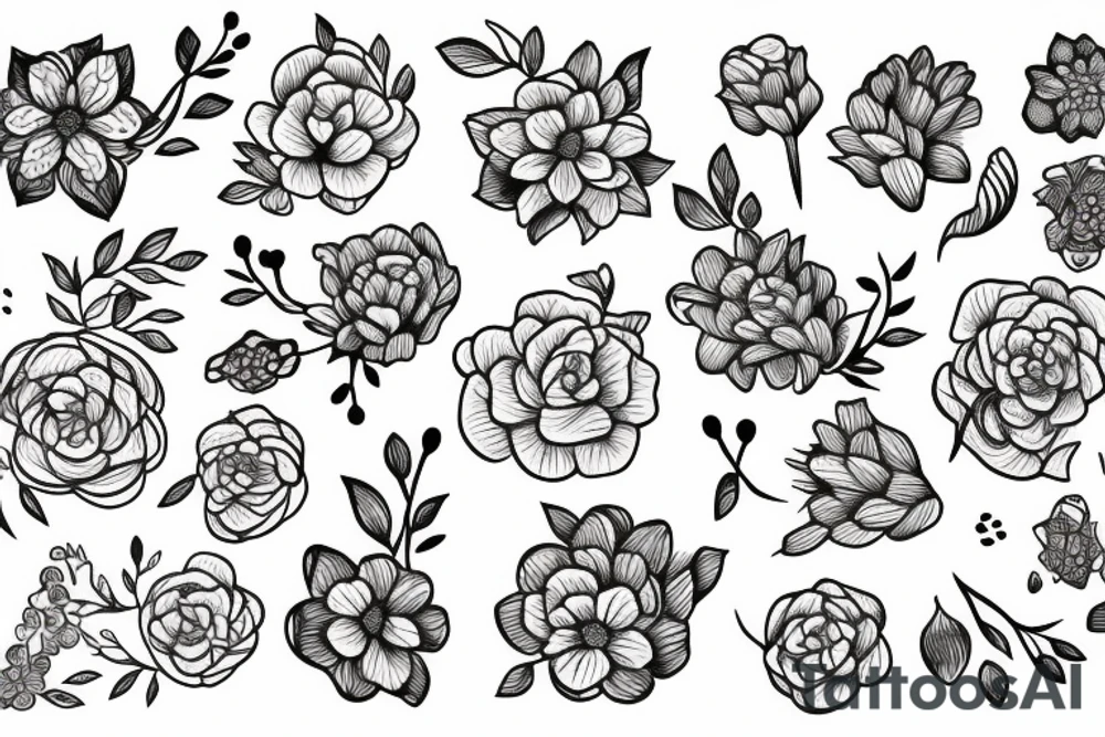 flower tiny lines tattoo idea