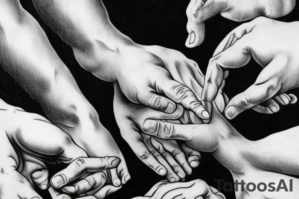 hands touching in Michelangelo's painting The Creation of Adam tattoo idea