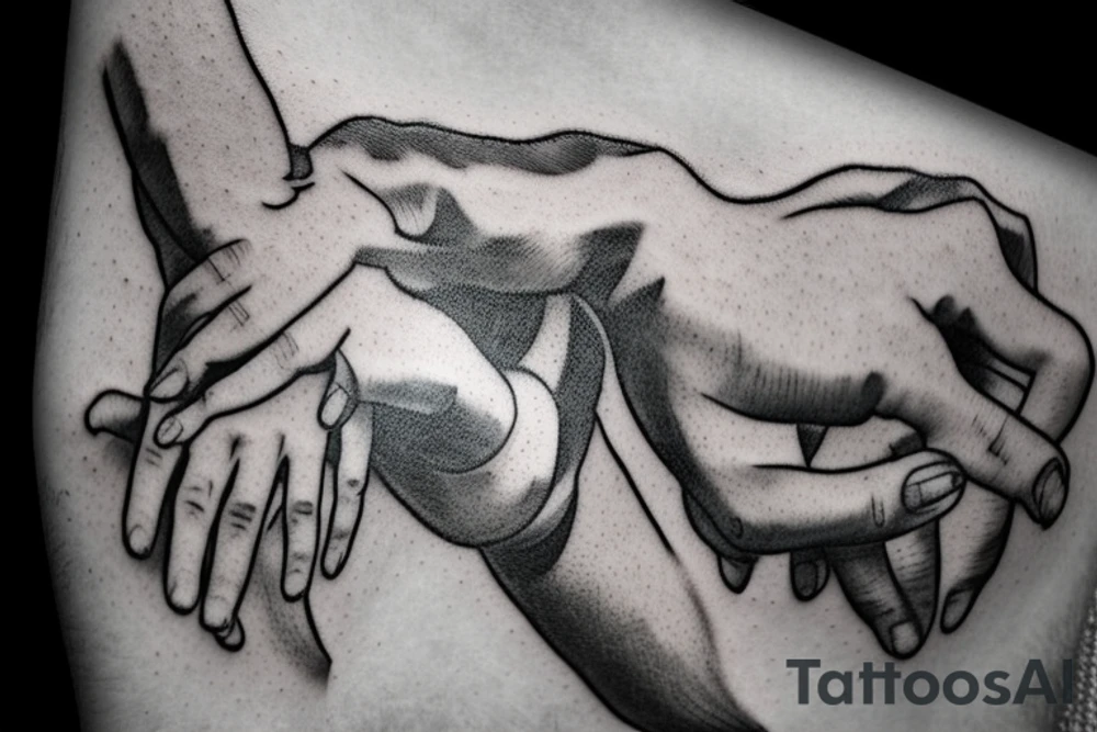 hands touching in Michelangelo's painting The Creation of Adam tattoo idea