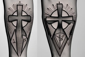 Geometric Hands to God Cross Jesus Time tattoo idea