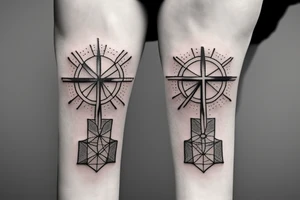 Geometric Hands to God Cross Jesus Time tattoo idea
