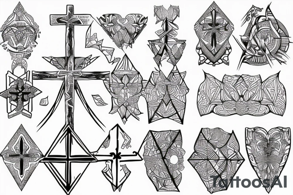 Geometric Cross Christian Imagery tattoo idea