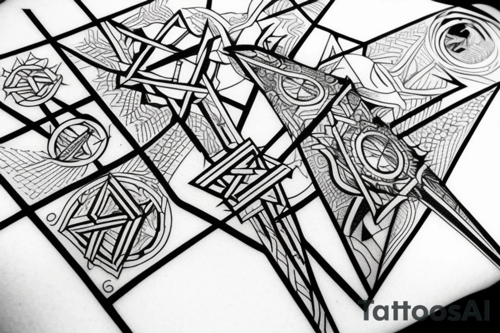 Geometric Cross Christian Imagery tattoo idea