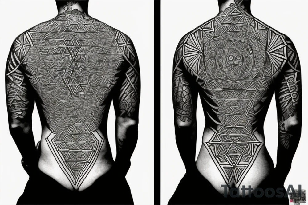Back Tattoo Using Sacred Geometry, With Images that Represent God and Jesus. tattoo idea Back Tattoo Using Sacred Geometry, With Images that Represent God and Jesus. tattoo idea