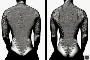 Back Tattoo Using Sacred Geometry, With Images that Represent God and Jesus. tattoo idea